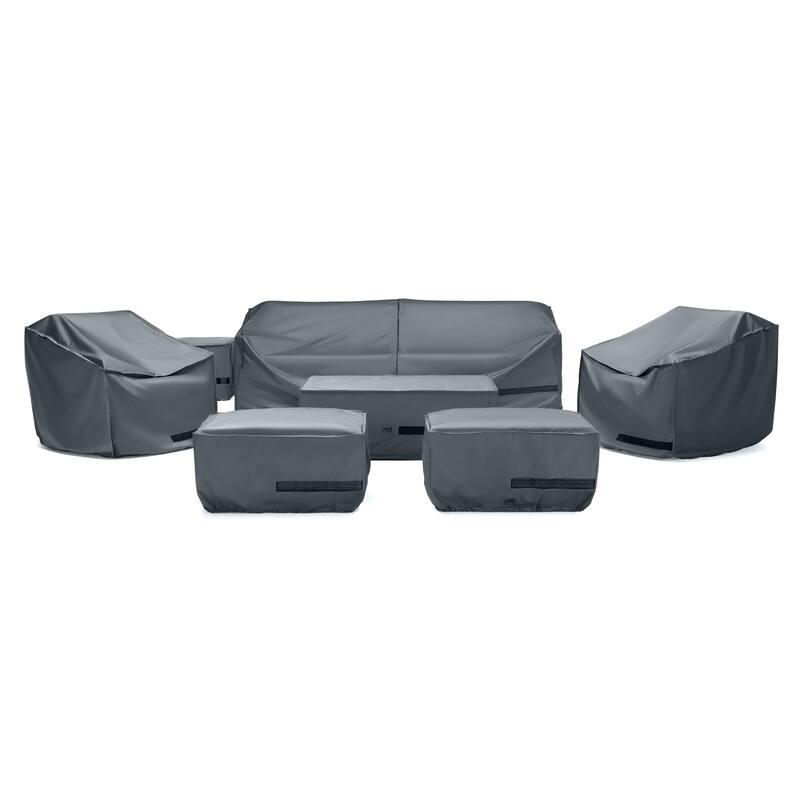 Kooper 7 Piece Polyester Outdoor Patio Club Seating Deluxe Furniture Covers - Grey