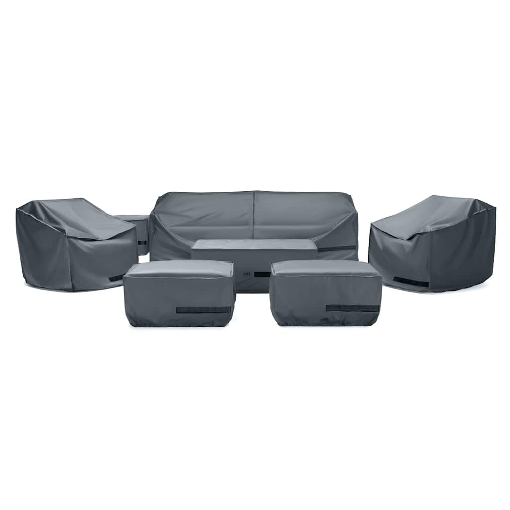 Kooper 7 Piece Polyester Outdoor Patio Club Seating Deluxe Furniture Covers - Grey