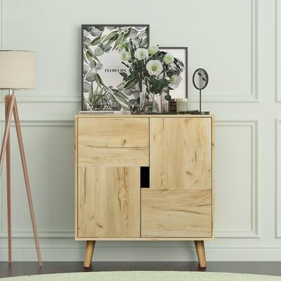 Oak Distressed Wood Buffet Sideboard