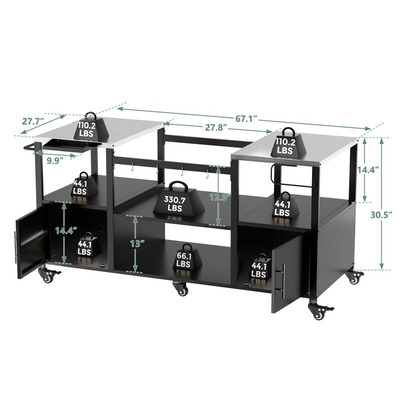 Big Green Egg Grill Table with Storage Box