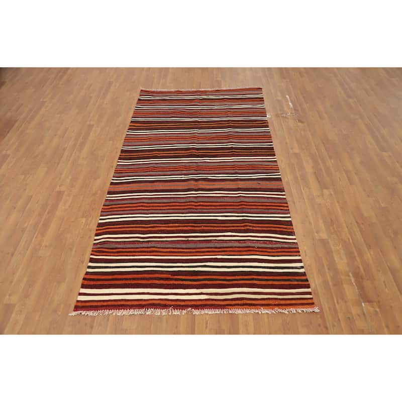 Hand Woven Oriental 100% Wool Carpet Southwestern Geometric Multi-Colored Kilim Area Rug - 9' 0'' X 4' 8''