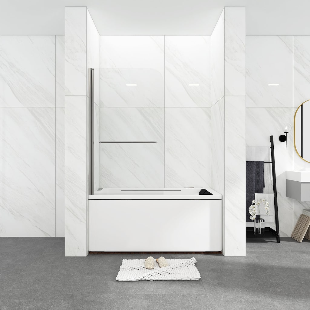 34 in. W x 58 in. H Pivot Tub Door with Clear Tempered Glass - 34" x 58"