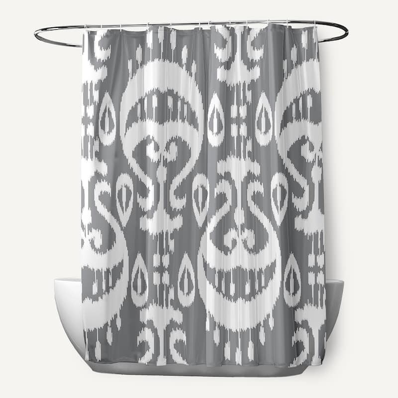 71 x 74-inch Ikat Geometric Print Shower Curtain - Grey
