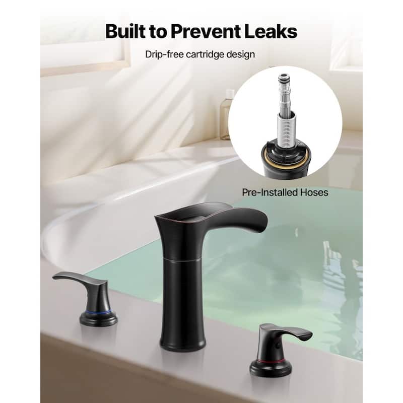 Oil-Rubbed Bronze Deck Mount Roman Tub Faucet with Dual-Handle and High-Flow 2.38 GPM - 6.30” x 2.24” x 8.86”