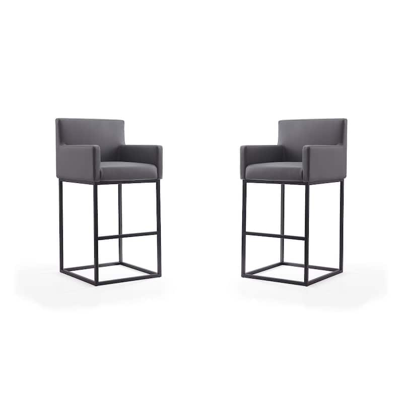 Manhattan Comfort Ambassador 42 in. Black Metal Barstool (Set of 2) - Grey