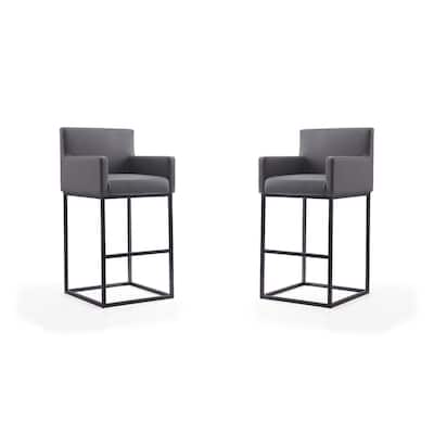 Manhattan Comfort Ambassador 42 in. Black Metal Barstool (Set of 2)