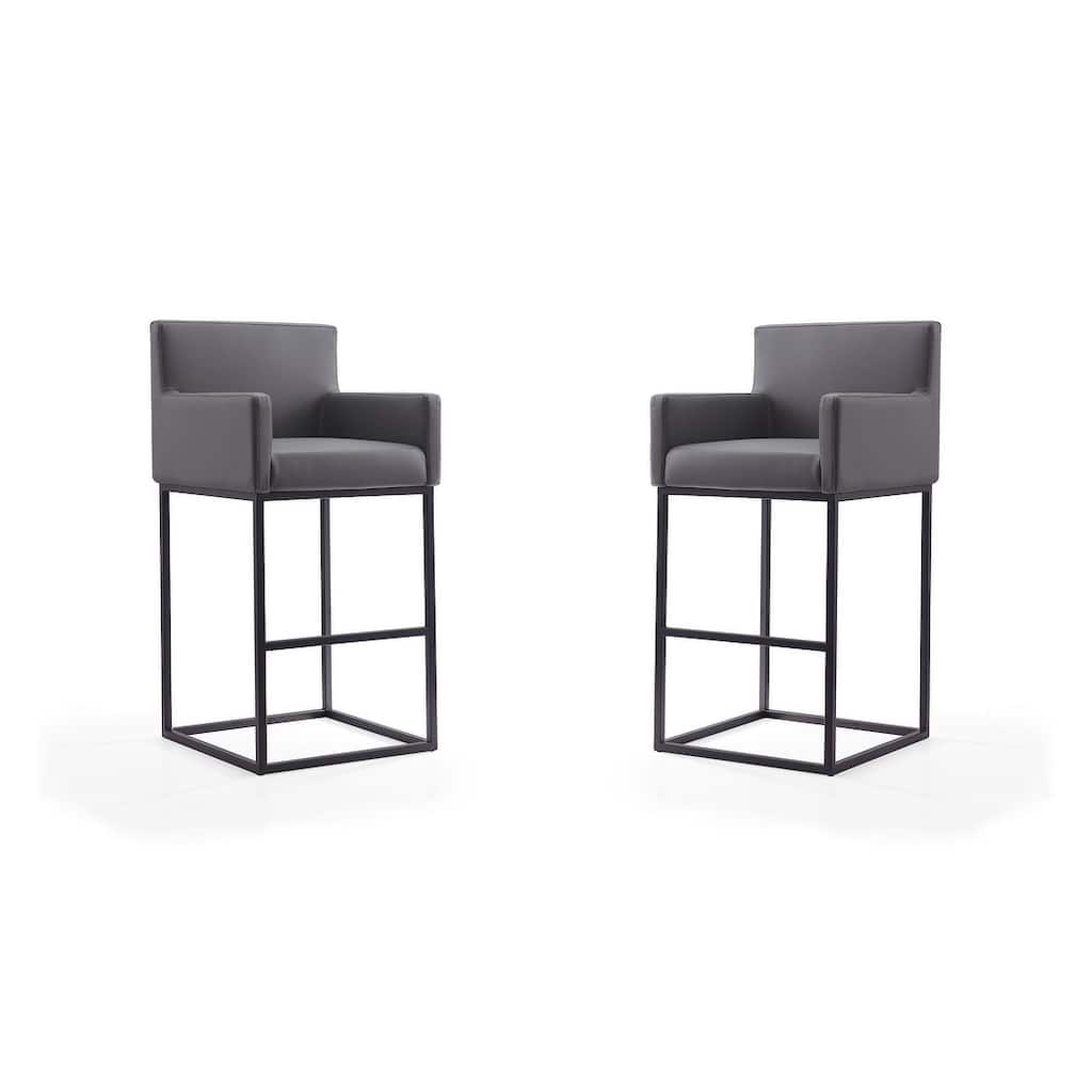 Manhattan Comfort Ambassador 42 in. Black Metal Barstool (Set of 2)