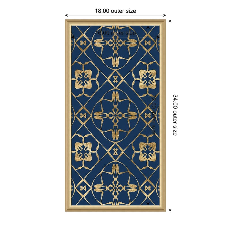 Amanti Art Framed Fabric Pinboard Motif on Blue XIII by Alonzo Saunders Printed Bulletin Board - Board Size 16 x 32