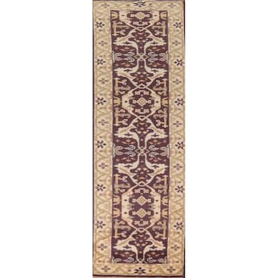 Oushak Oriental Runner Rug Handmade Red Wool Carpet - 2'6" x 9'10"