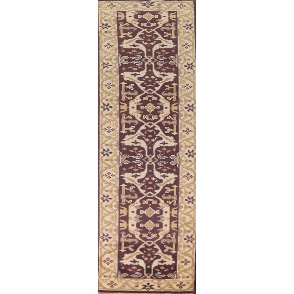 Oushak Oriental Runner Rug Handmade Red Wool Carpet - 2'6" x 9'10"