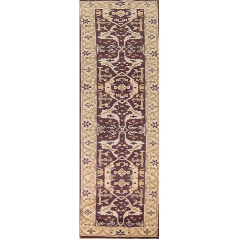 Oushak Oriental Runner Rug Handmade Red Wool Carpet - 2'6" x 9'10"