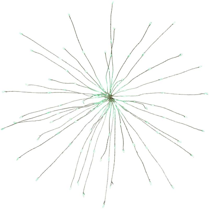 20" LED Firework Silver Branch Christmas Decoration Green Lights