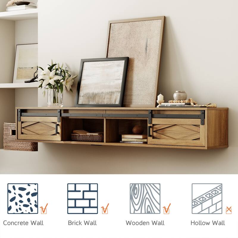 Floating TV Stand with Charging Station for TVs up to 80 Inches