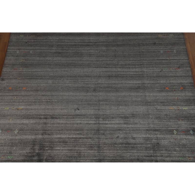 Hand Knotted Oriental 100% Wool Carpet Tribal Tribal Greys & Charcoal Gabbeh Area Rug - 10' 0'' X 8' 0''