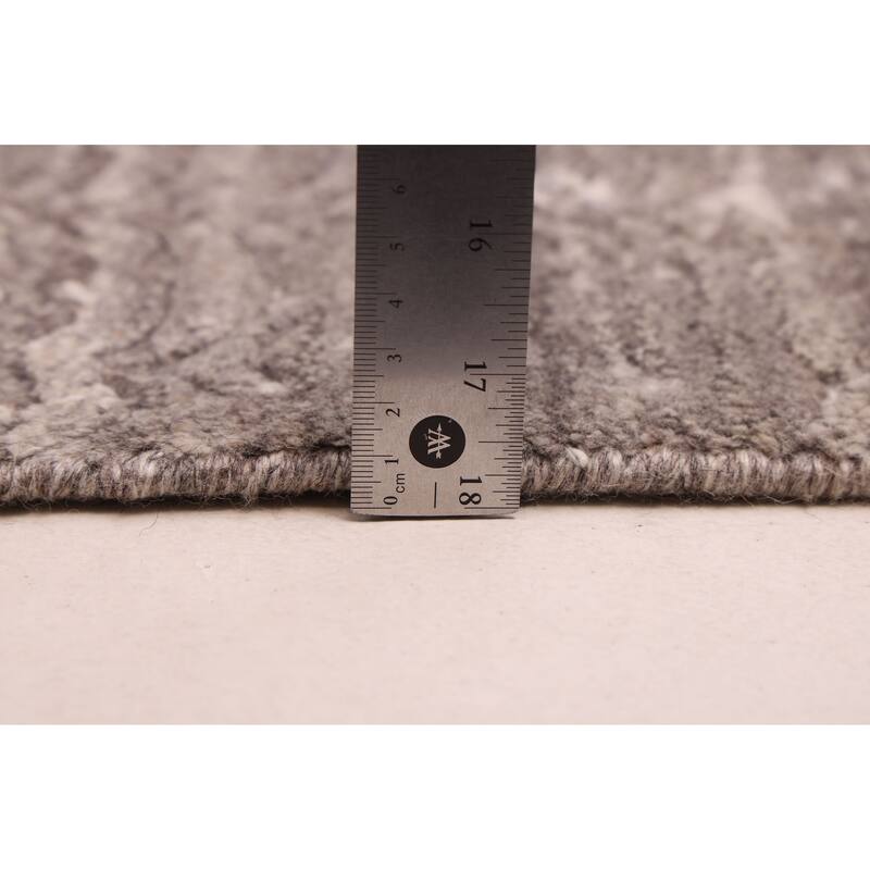 ECARPETGALLERY Hand Loomed Elysian Dark Grey Wool Rug - 2'6 x 13'9