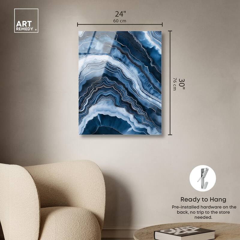 Azure Abyss Layers Acrylic by Art Remedy, Ready to Hang