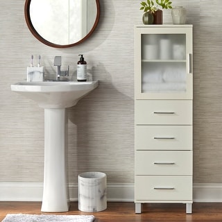 Simple Living Frosted Pane Four Drawer Linen Cabinet - Bed Bath ...