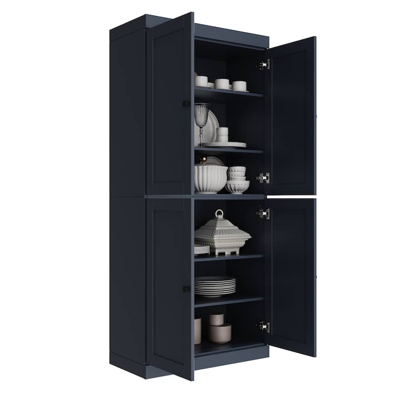 Palace Imports 100% Solid Wood 32" Pantry Cabinet with Shaker Doors and Adjustable Shelves