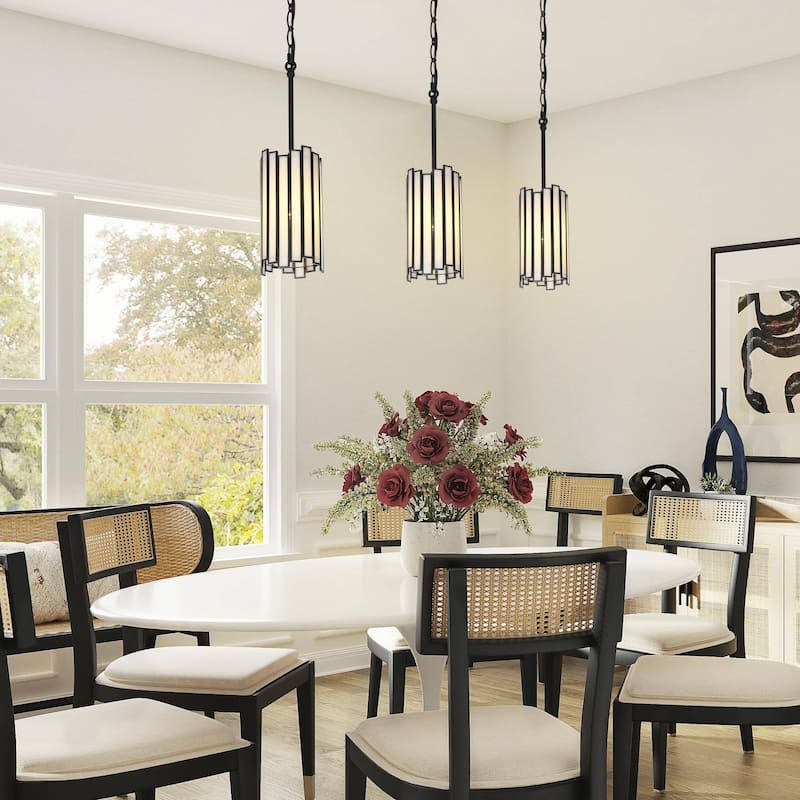 Tifany Modern 1-Light Mini Pendant Colored Black Glass Kitchen Island Light - D 4.3" x H 15.5"