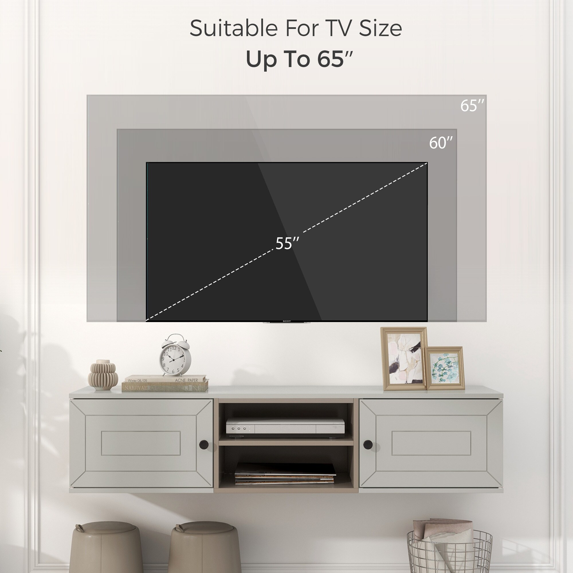 Wall mounted tv top unit 65 inch
