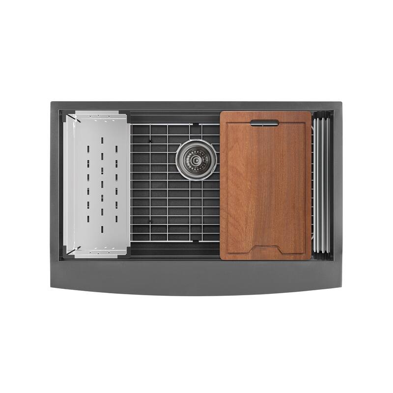 Tourner 33 x 22 Stainless Steel, Single Basin, Farmhouse Kitchen Workstation Sink with Apron