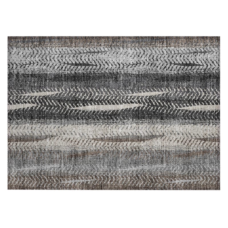 Machine Washable Indoor/ Outdoor Chantille Modern Imprints Rug