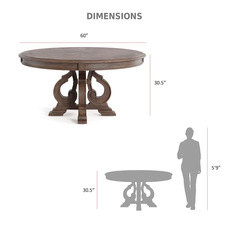 Cornerways Traditional Brown Solid Wood Pedestal Base Round Dining Set by The Gray Barn