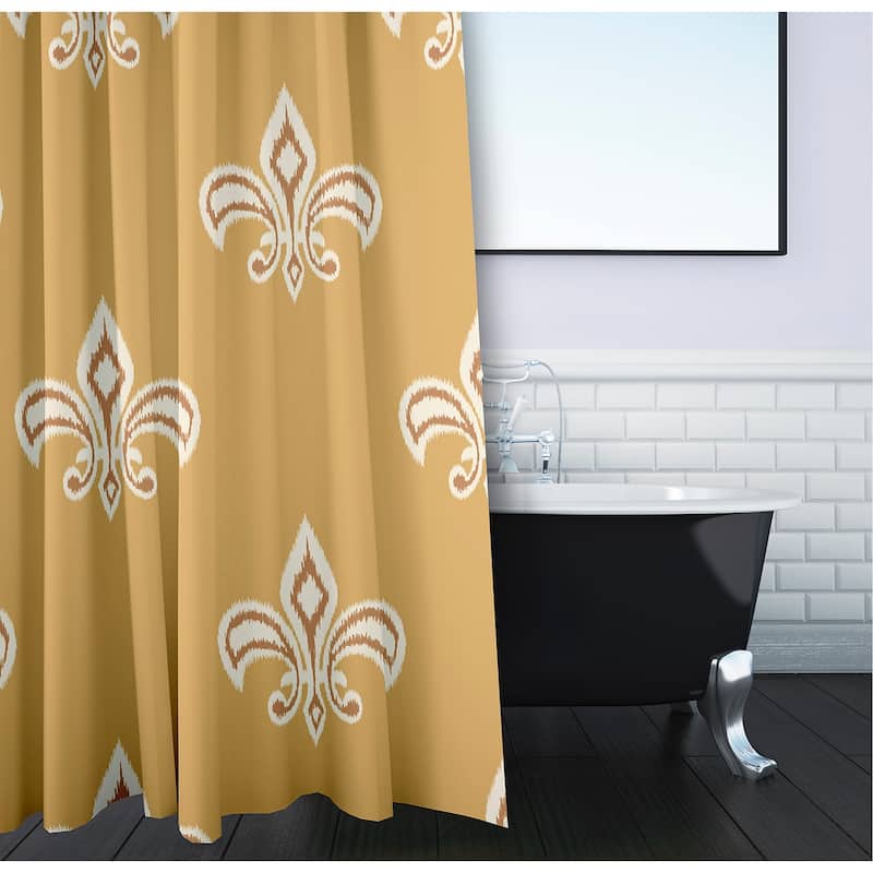 Fleur De Lis Ikat Print Shower Curtain (71 x 74)