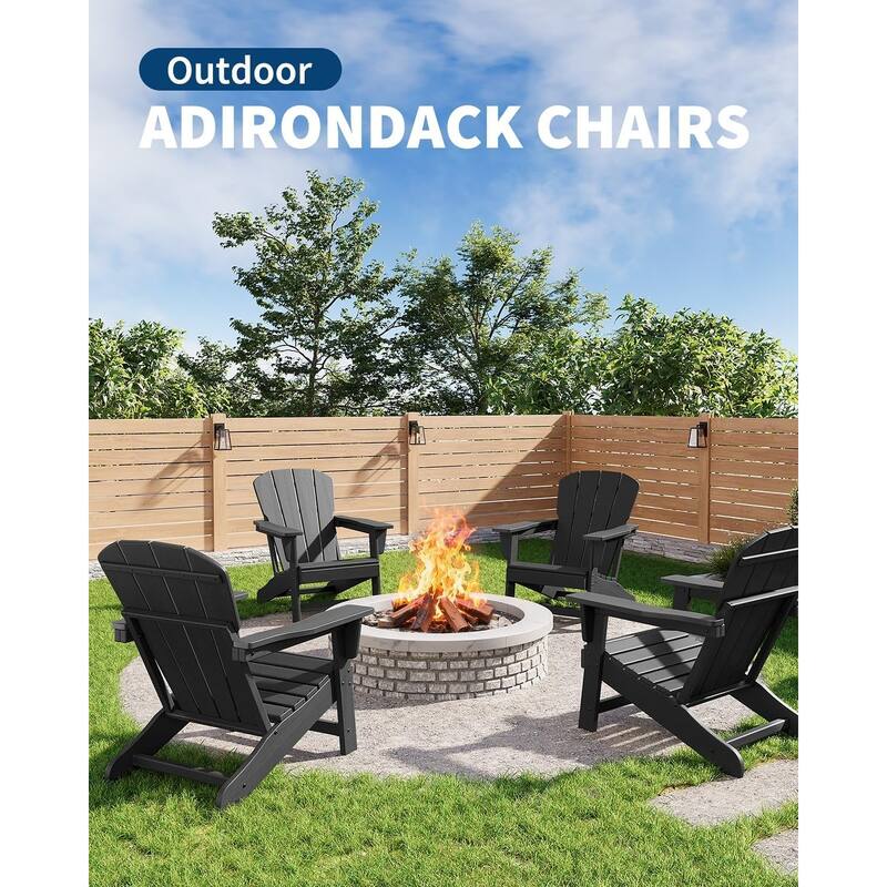Folding Adirondack Chairs Set Of 1 HDPE Plastic Outdoor Chairs