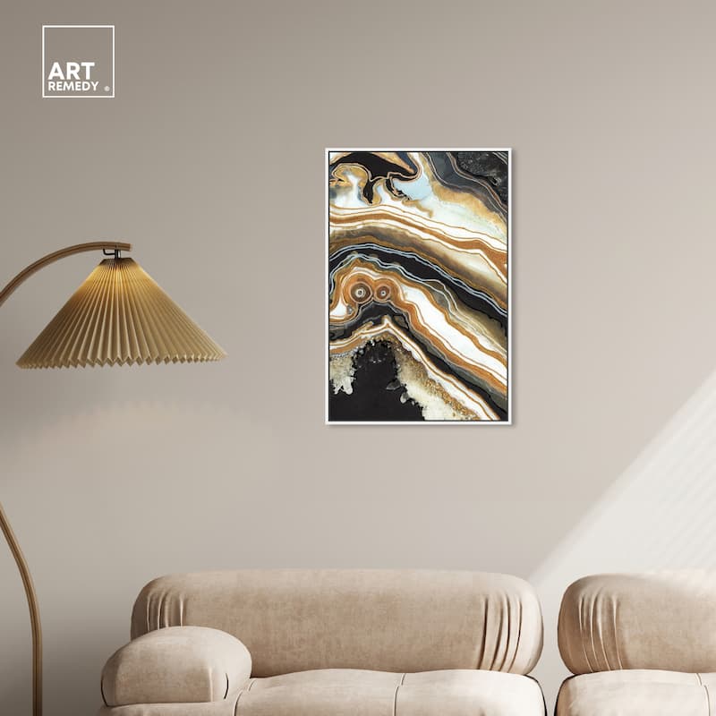 Art Remedy Black And Gold Ii Framed Mineral, Agate & Geode 1 Piece Canvas Wall Art