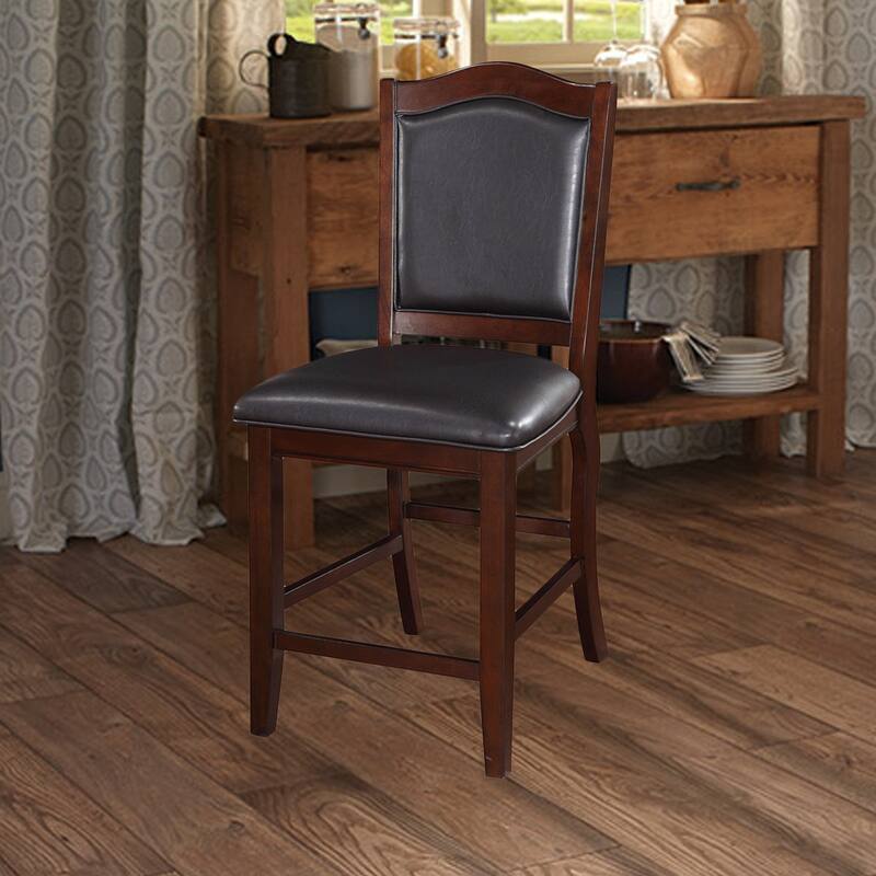 Wooden Armless High Chair, Espresso Brown & Black, Set of 2 - 42 H x 23 W x 20 L Inches - Brown/Black