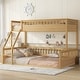 preview thumbnail 14 of 24, Twin XL Over Queen Bunk Bed with Ladder and Guardrails Natural - Queen
