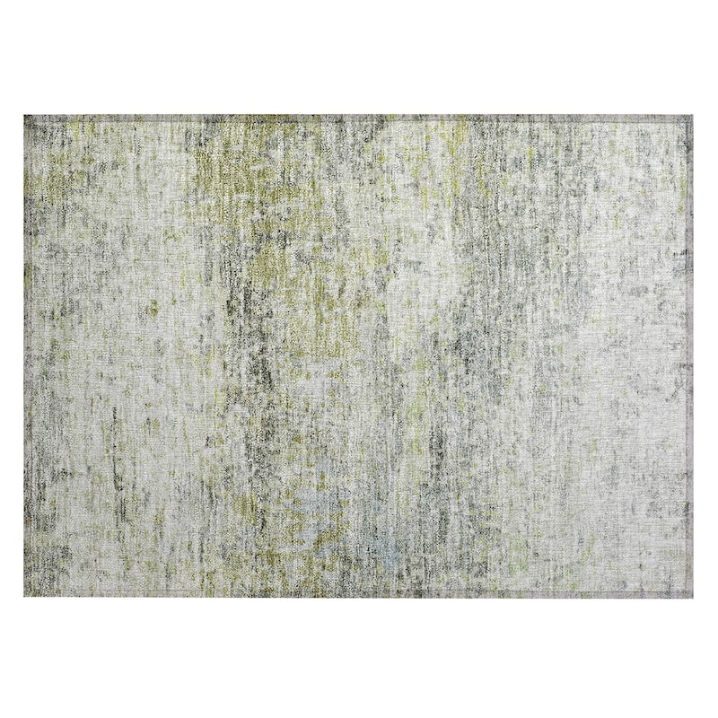 Machine Washable Indoor/ Outdoor Abstract Contemporary Chantille Rug