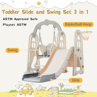 Toddler Slide and Swing Set 3 in 1,Kids Playground Climber Slide ...