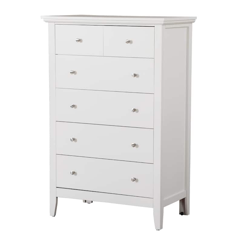 Wooden Bedroom Chest with 5-Drawers - 48" - White