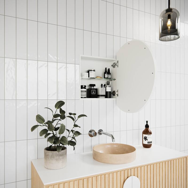 One Door Steel Frame Round Shape Medicine Cabinet