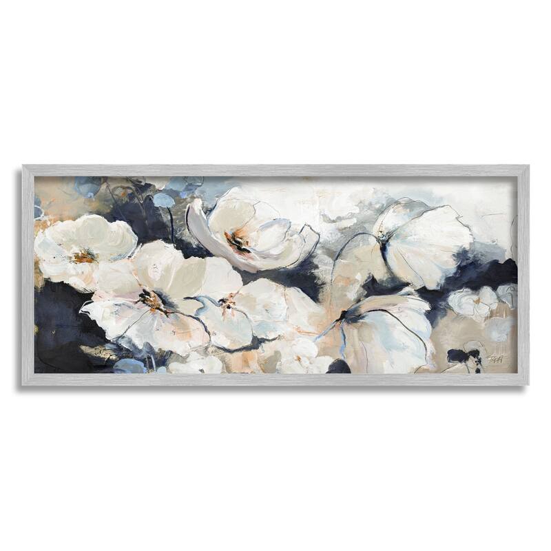 Stupell Delicate Flower Petals Blooming Modern Painting Design Framed Wall Art, Design by Design Fabrikken - 30 x 13 - Grey