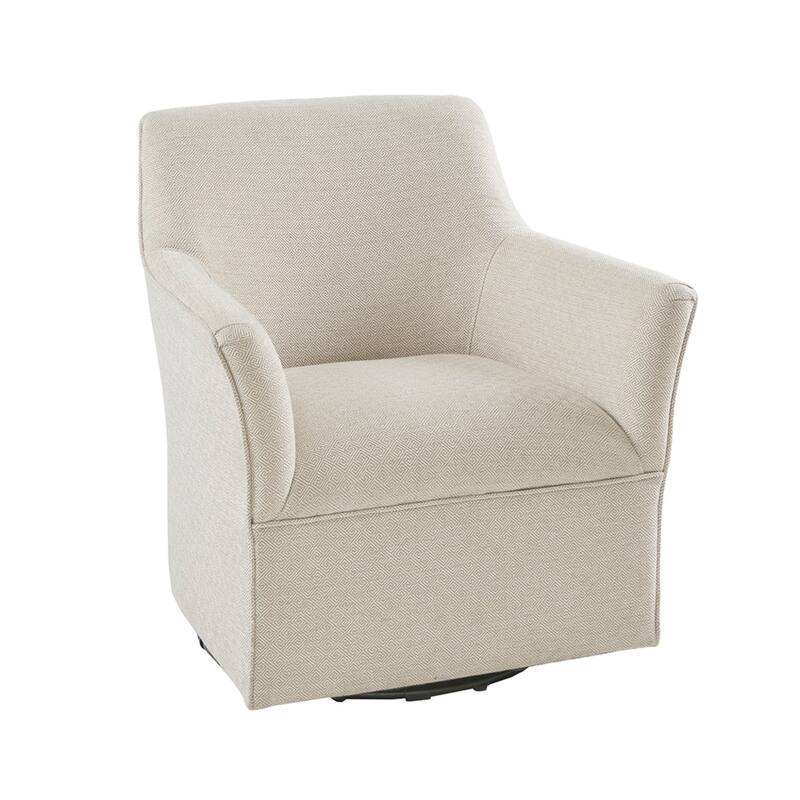 Roomfitters Swivel Glider Accent Chair, Upholstered Armchair with 360 Degree Gliding Base and Tight Cushion Design, Cream