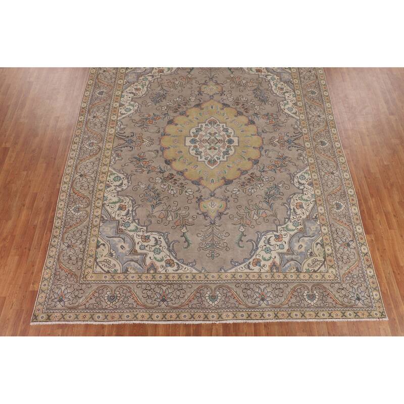 Over-Dyed Tabriz Persian Vintage Area Rug Hand-Knotted Wool Carpet - 9'7" x 12'3"