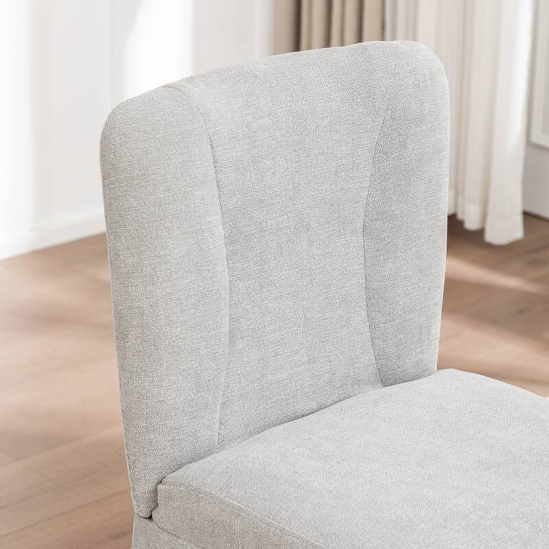 2-Piece Linen Dining Chairs, Modern Fabric Side Chairs,with Padded Seat and Backrest, Upholstered Armless Chairs