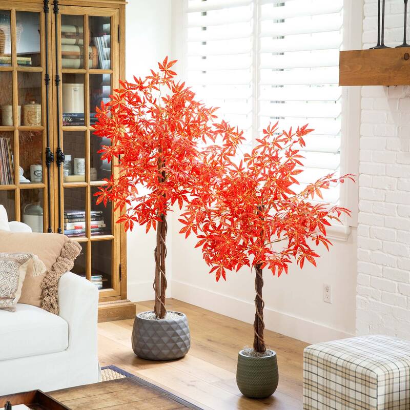 Artificial Autumn Maple Potted Tree - 5' - Orange and Yellow