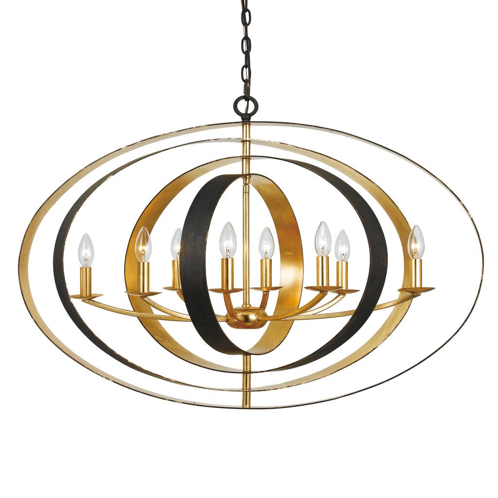 Luna 8 Light Bronze & Gold Oval Chandelier - 36'' W x 26.5'' H