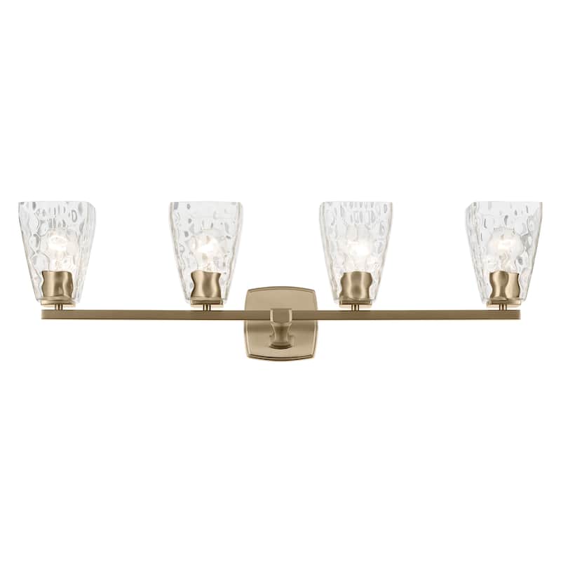 Kichler Lighting Marant 33.25" 4-Light Vanity Light with Clear Water Glass in Champagne Bronze