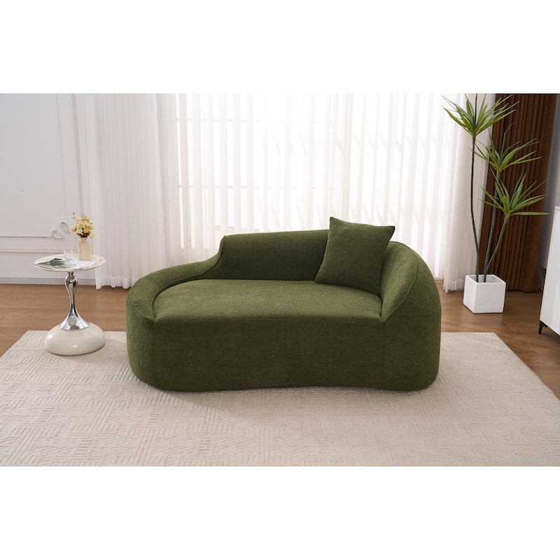 LY-048 Compression Curved Chaise Longue Chair Indoor, Modern Chenille Loveseat Couch