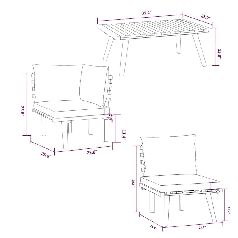 Roma 7pc Outdoor Modular Corner Sofa Set, Coffee Table, Acacia Wood