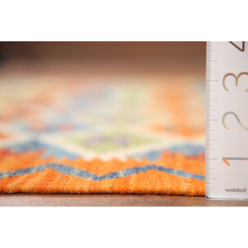 Hand Woven Oriental 100% Wool Carpet Southwestern Geometric Multi-Colored Kilim Area Rug - 6' 1'' X 5' 0''