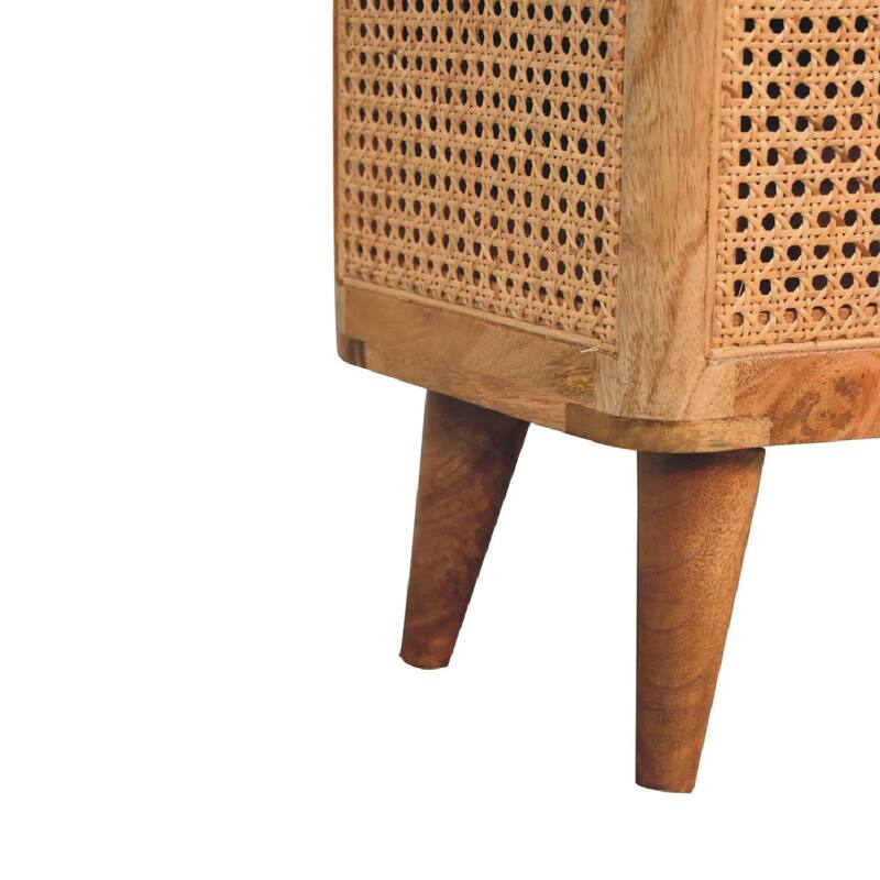 Stylish and Minimalist Wood Lid-up Storage Stool with Rattan Design