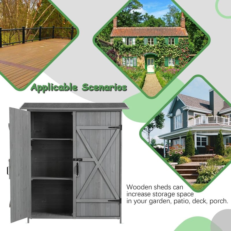 Outdoor Shed with Lockable Door & Detachable Shelves,Storage Cabinet