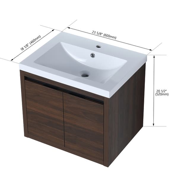 dimension image slide 6 of 13, Beingnext 24"/30"/48" Bathroom Vanity with Sink, Floating Bathroom Vanity With Soft Close Door