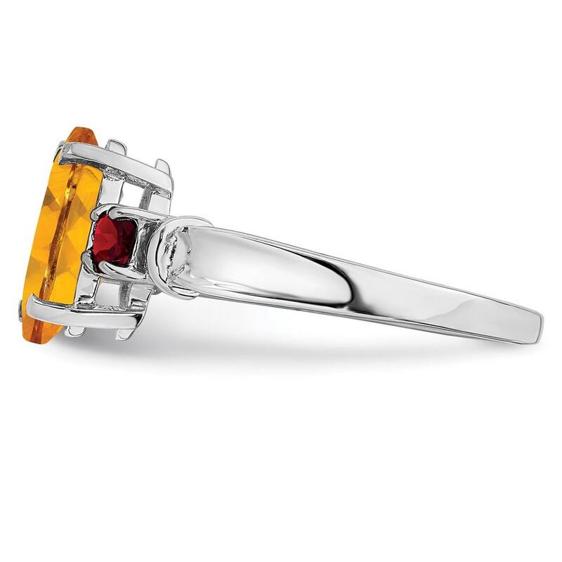Curata 925 Sterling Silver Polished Open back Citrine and Garnet Ring